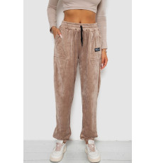 Спортивні штани велюрові жіночі на флісі, колір бежевий, 238R58645