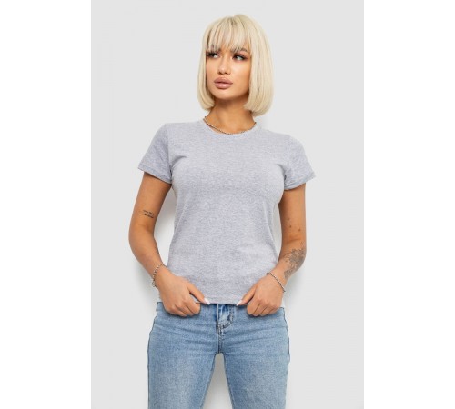 Футболка женская однотонная, цвет серый, 129R8900