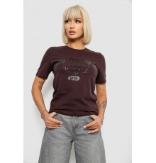 Жіноча футболка з принтом, колір шоколадний, 241R137