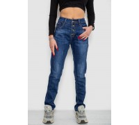 Джинсы женские с потертостями, цвет синий, 214R1415