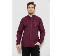 Рубашка мужская однотонная с принтом, цвет бордовый, 186R01