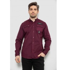 Рубашка мужская однотонная с принтом, цвет бордовый, 186R01