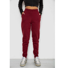 Спортивні штани жіночі на флісі, бордовий колір, 238R58671