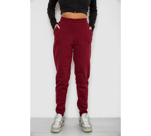 Спортивные штаны женские на флисе, цвет бордовый, 238R58671