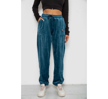 Спортивные штаны велюровые женские на флисе, цвет изумрудный, 238R58645