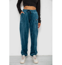 Спортивні штани велюрові жіночі на флісі, смарагдовий колір, 238R58645