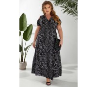 Платье женское на запах с принтом софт, цвет черный, 257R358-1