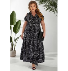 Сукня жіноча на запах з принтом софт, колір чорний, 257R358-1