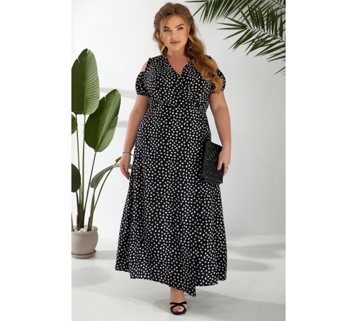 Сукня жіноча на запах з принтом софт, колір чорний, 257R358-1