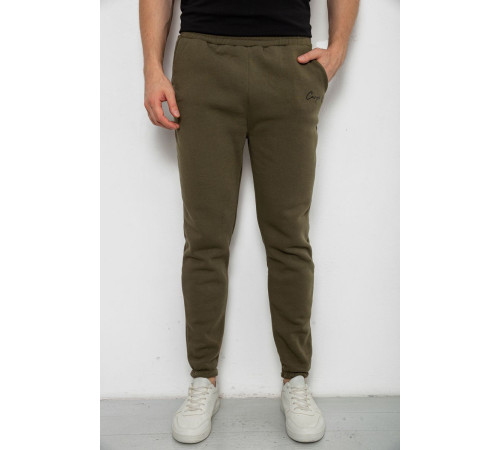 Спорт штаны мужские на флисе, цвет зеленый, 238R56910