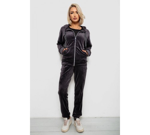 Спортивний костюм жіночий велюровий, колір чорнильний, 257R4122