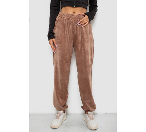 Спортивные штаны женские велюровые, цвет бежевый, 238R58646