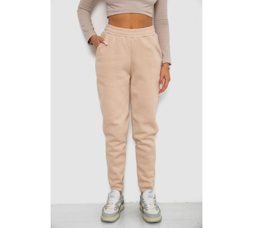 Спортивные штаны женские на флисе, цвет светло-бежевый, 238R57013