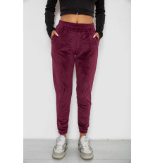 Спортивные штаны велюровые женские на флисе, цвет бордовый, 238R58648