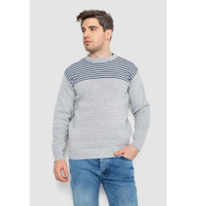 Светр чоловічий в смужку, колір світло-сірий, 161R1029