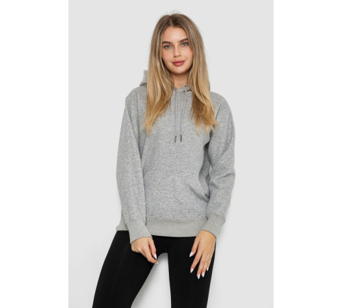 Худи женский на флисе, цвет серый, 242R053