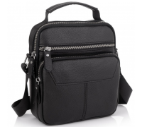 Мужская черная сумка-барсетка 18x22x8, мессендежр из натуральной кожи Tiding Bag M2237A черный