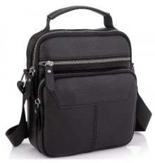 Чоловіча чорна сумка-барсетка 18x22x8, месенджер з натуральної шкіри Tiding Bag M2237A чорний