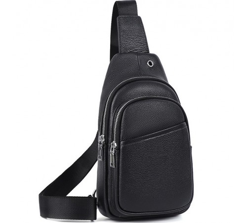 Сумка слінг чоловіча через плече 17х32х8, бананка з натуральної шкіри TIDING BAG A25F-515-1A чорна
