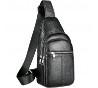 Чоловічий нагрудний шкіряний слінг 18х32х7, сумка-рюкзак через плече TIDING BAG-MK 83423 чорна