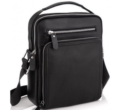 Кожаная мужская сумка-барсетка 21х26х6, мессенджер через плечо с ручкой Tiding Bag M32432 черный