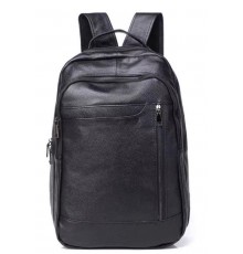 Міський чоловічий шкіряний рюкзак 28х42х18, сумка на плечі для ноутбука Tiding Bag B2-03555A, чорна