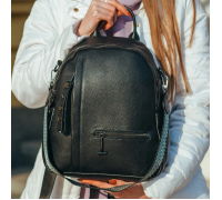 Женский кожаный рюкзак городской 23х32х13, сумка для города, путешествий и отдыха, черная