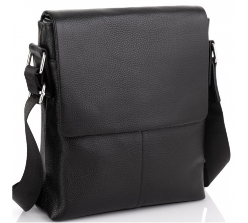 Чоловіча сумка планшет через плече 23х26х6, шкіряна барсетка Tiding Bag SK A75-181 чорна