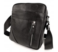Чоловіча шкіряна сумка через плече 18х21х7, барсетка для документів Tiding Bag M38-10131A чорна