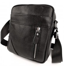Чоловіча шкіряна сумка через плече 18х21х7, барсетка для документів Tiding Bag M38-10131A чорна