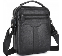 Мужская кожаная сумка-мессенджер 21х25х6, барсетка через плечо Tiding Bag A25-3278A Черная