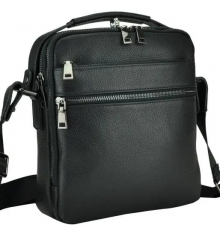 Шкіряна чоловіча сумка планшет через плече 23х26х8, наплічна барсетка Tiding Bag MN-284334 чорна