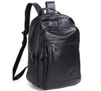 Кожаная мужской наплечная сумка для ноутбука и поездок 28х42х18, рюкзак для работы Tiding Bag D3-9343, черный