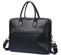 Шкіряна чоловіча сумка для ноутбука 40х30х8, офісний діловий портфель Tiding Bag M364A чорний