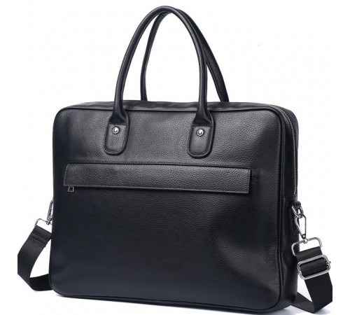 Шкіряна чоловіча сумка для ноутбука 40х30х8, офісний діловий портфель Tiding Bag M364A чорний