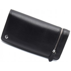 Чорний багатофункціональний чоловічий гаманець з натуральної шкіри МС291