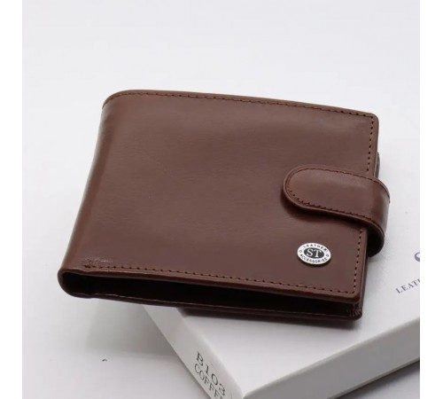 Коричневе чоловіче портмоне з натуральної шкіри з фіксацією ST Leather ST103