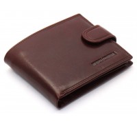 Коричневое мужское портмоне на кнопке из натуральной кожи Marco Coverna B047-802