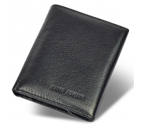 Черный мужской кошелек вертикального типа из натуральной кожи на магните Marco Coverna MC-1286