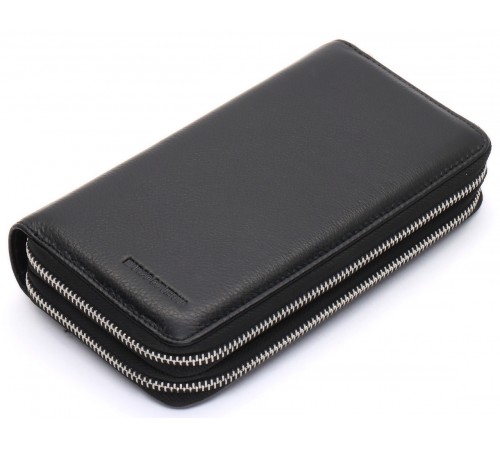 Чорний чоловічий клатч на дві блискавки з натуральної шкіри Marco Coverna MC-801-1
