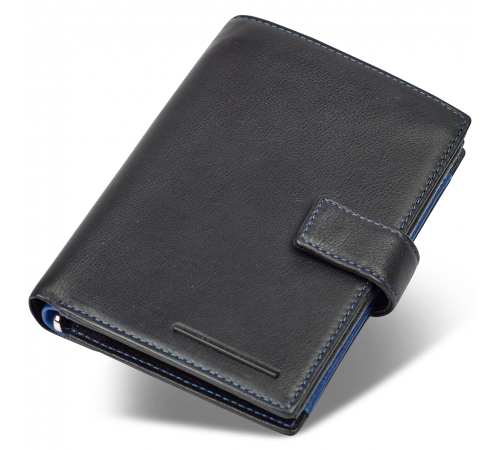 Чорний чоловічий гаманець з фіксацією з натуральної шкіри Marco Coverna MC-1005 A 1221