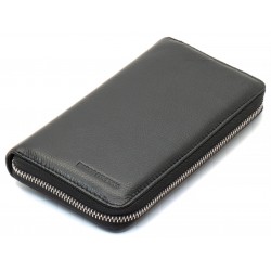 Чорний чоловічий гаманець-клатч на блискавці з натуральної шкіри Marco Coverna MC-802-1