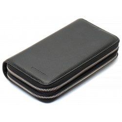 Чорний чоловічий гаманець-клатч на дві блискавки з натуральної шкіри Marco Coverna MC-801