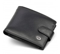 Шкіряне чоловіче портмоне на кнопці ST Leather ST-104-1 чорний