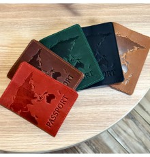 Шкіряна обкладинка для паспорта з написом Ukraine