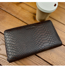 Коричневий гаманець-клатч на дві блискавки з блоком під картки із натуральної шкіри Marco Coverna MC086-5901С