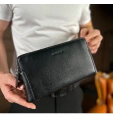 Чорний гаманець-клатч на дві блискавки із  натуральної шкіри Marco Coverna МС8747-3