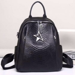 Жіночий рюкзак шкіряний міський з ременцем 23х30х11, сумка на спину для навчання, чорна