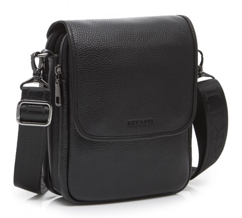 Шкіряна чоловіча сумка-месенджер 24х20х6, барсетка через плече Tiding Bag TD-23433 чорна