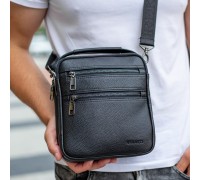 Шкіряна чоловіча сумка-барсетка 20х23х6, месенджер через плече Bexhill BX-14660 чорний